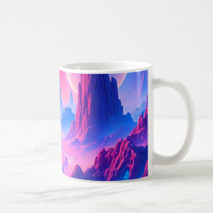 Neon Alien Planet Tasse Sci-Fi Cosmic Coffee Cup