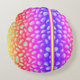 Neon Alien Stones Rundes Kissen