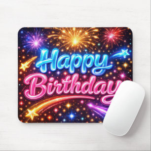 Neon Alles Gute zum Geburtstag mit Sternschnuppen Mousepad