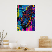 Neon-Alligator-Sumpf-Kunst Poster (Küche)