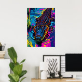 Neon-Alligator-Sumpf-Kunst Poster (Heimbüro)