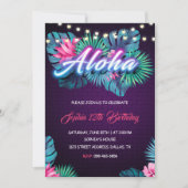 Neon Aloha Birthday Einladung (Vorderseite)