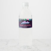 Neon Aloha Birthday Water Flasche Wasserflaschenetikett (Vorderseite)