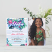 Neon Aloha Tropical zum Geburtstag Einladung (Stehend Vorderseite)