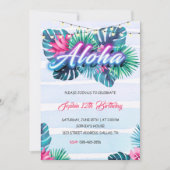 Neon Aloha Tropical zum Geburtstag Einladung (Vorderseite)