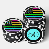 Neon American Flag, anpassbare Poker Chips (Stapel)