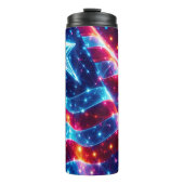 Neon American Flag Night Glow Thermosbecher (Vorderseite)