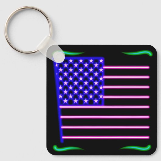 Neon American Flag Schlüsselanhänger (Vorderseite)