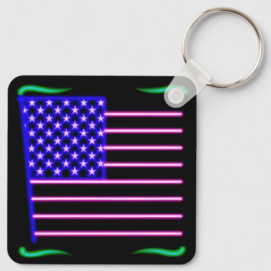 Neon American Flag Schlüsselanhänger (Rückseite)