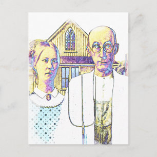 Neon American Gothic mit einer Drehung Postkarte