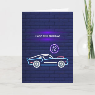 Neon-amerikanische Muscle-Car-Geburtstagsfeier Karte