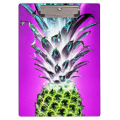 Neon Ananas farbenfrohe tropische Früchte Hawaii Klemmbrett (Vorderseite)