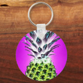 Neon Ananas farbenfrohe tropische Früchte Hawaii Schlüsselanhänger (Vorderseite)
