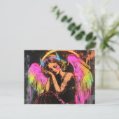 Neon Angel Postkarte (Stehend Vorderseite)