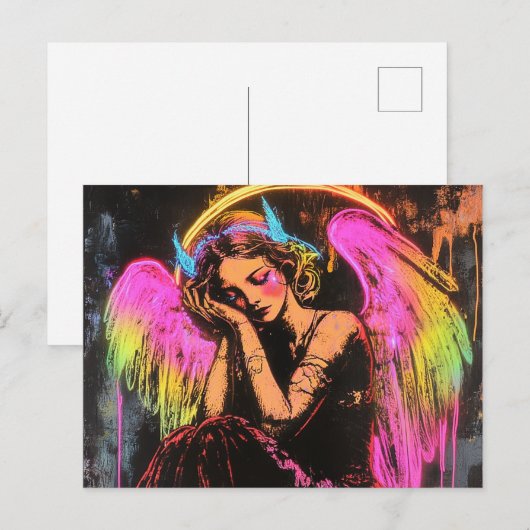 Neon Angel Postkarte (Vorne/Hinten)