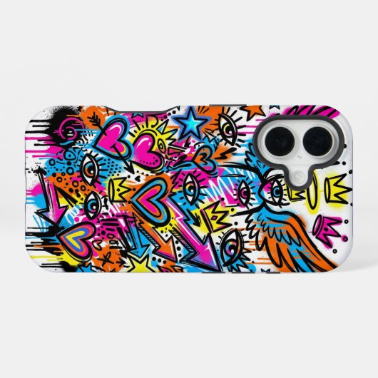 Neon Angel vs Devil Graffiti iPhone 16 case Hülle (Rückseite (Horizontal))