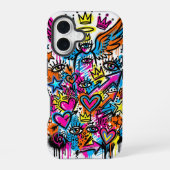 Neon Angel vs Devil Graffiti iPhone 16 case Hülle (Rückseite)