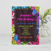 Neon Animal Print Cheetah Leopard Zebra Party Einladung (Stehend Vorderseite)