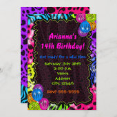 Neon Animal Print Cheetah Leopard Zebra Party Einladung (Vorne/Hinten)