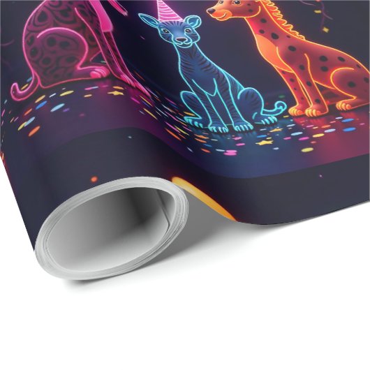 Neon Animal Themed Wrap Geschenkpapier (Rolleneckpunkt)