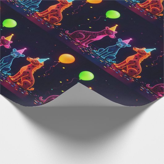 Neon Animal Themed Wrap Geschenkpapier (Ecke)