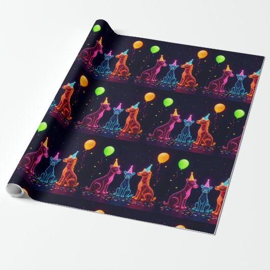 Neon Animal Themed Wrap Geschenkpapier (Ungerollt)