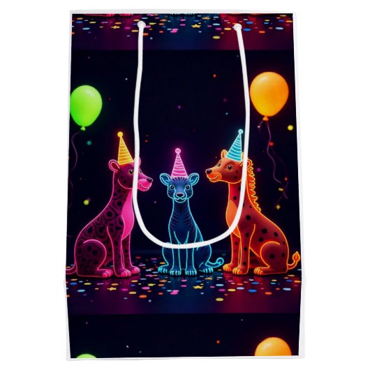 Neon Animal Themed Wrap Mittlere Geschenktüte (Rückseite)