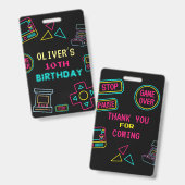 Neon Any Year Videospiele Arcade Geburtstag Ausweis (Vorder- & Rückseite)