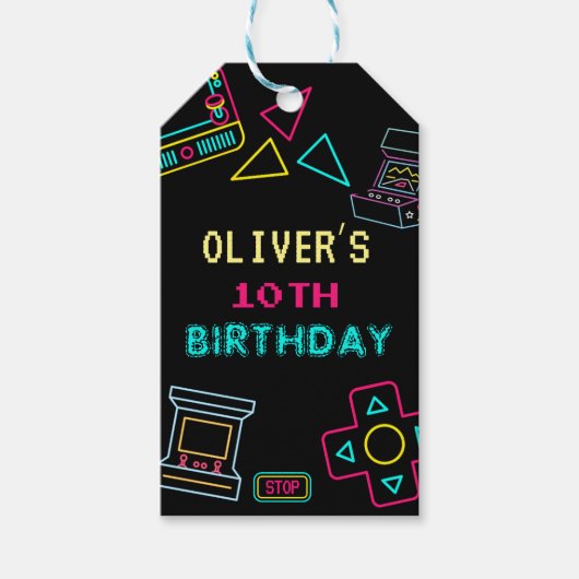 Neon Any Year Videospiele Arcade Geburtstag Geschenkanhänger (Vorderseite)