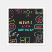 Neon Any Year Videospiele Arcade Geburtstag Serviette (Vorderseite)