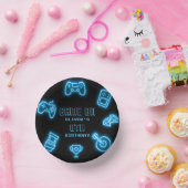 Neon Any Year Videospiele Geburtstag Pappteller (Party)