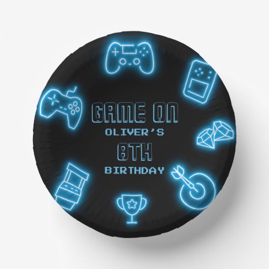 Neon Any Year Videospiele Geburtstag Pappteller (Vorderseite)