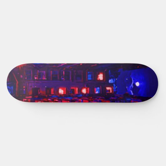 Neon Apartment Gebäude Skateboard Deck (Horizontal)