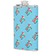 Neon Aqua Anatomisches Herz Gemusterte Vinyl Flasc Flachmann (Links)