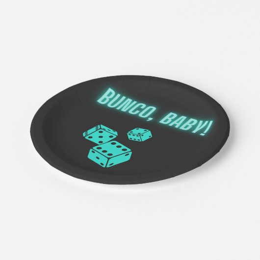 Neon Aqua Bunco Baby Pappteller (Schrägansicht)