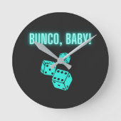 Neon Aqua Bunco Baby Runde Wanduhr (Vorderseite)
