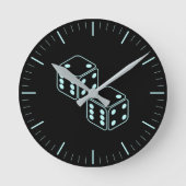 Neon Aqua Dice Pair Runde Wanduhr (Vorderseite)