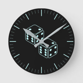Neon Aqua Dice Pair Runde Wanduhr