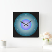 Neon Aqua/Lila/blau Quadratische Wanduhr (Zuhause)