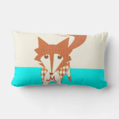 Neon Aqua Monogram Stylized Fox Pillow Lendenkissen (Rückseite)