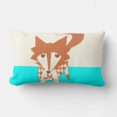 Neon Aqua Monogram Stylized Fox Pillow Lendenkissen (Vorderseite)
