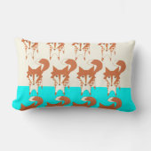 Neon Aqua Monogram Stylized Fox Pillow Lendenkissen (Vorderseite)