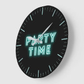 Neon Aqua Party Time Round Clock Große Wanduhr (Winkel)