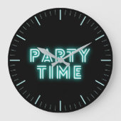 Neon Aqua Party Time Round Clock Große Wanduhr (Vorderseite)