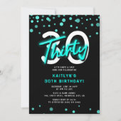 Neon Aquamarin 30. Geburtstag Party Einladung (Vorderseite)
