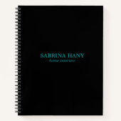 Neon aquamariner Geschäftstext schwarz Notizblock (Vorderseite)