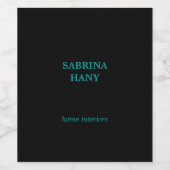 Neon aquamariner Geschäftstext schwarz Weinetikett (Einzelnes Label)