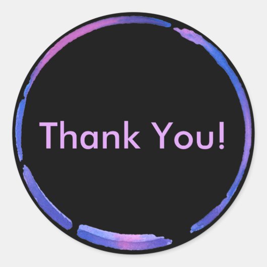 Neon Aquarellfarbenmalring, Pink Danke Runder Aufkleber (Vorderseite)