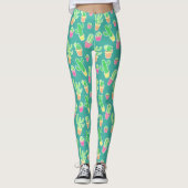 Neon-Aquarellkaktus im Muster 2 Leggings (Vorderseite)