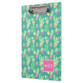 Neon-Aquarellkaktus in Punktmuster Klemmbrett (Links)